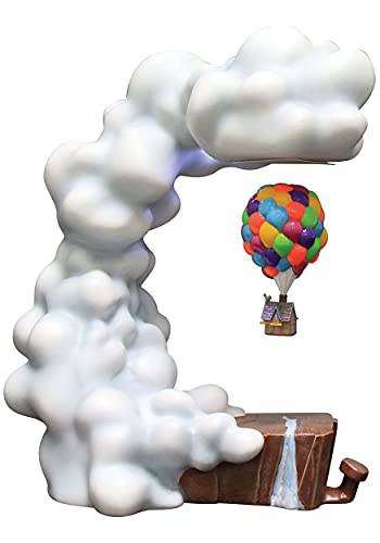 Carl's iconic balloon house from UP actually *levitates* above Paradise Falls via magnetic suspension, with LED lighting — it's a functioning magic trick and a movie collectible in one.