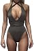 Pink Queen Women's Sexy Deep V-neck High Cut Thong One Piece Swimsuit Monokini