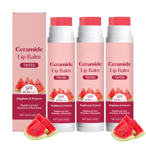 Watermelon Tinted Lip Balm SPF 50 PA+++, Moisturizing Tint-ed L-ip Balm, Non-sticky, Natural, Vegan, 5 g