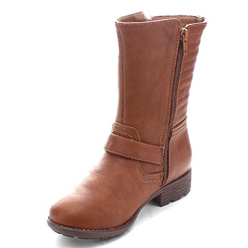 Betsie-1 Girl's Side Zip Buckle Strap Mid Calf Boots4