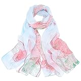 🍃 CHIFFON-MATERIAL - Dieser Damen Floral Schal besteht aus 100% Polyesterfaser und atmungsaktivem Chiffon Material. Der Chiffonschal ist weich und leicht und eignet sich sehr gut für Frühling und Sommer.