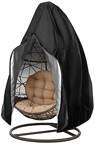 WeniChen Cubierta para silla colgante de patio, cubierta para columpios de huevo, protector impermeable para muebles de exterior con cremallera 75 pulgadas de alto x 45 pulgadas de profundidad (negro) Cover