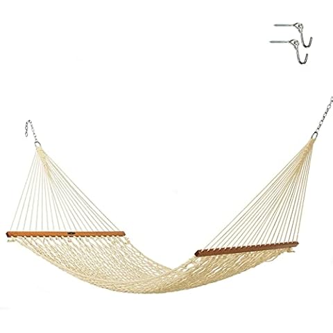 Original Pawleys Island Single Oatmeal DURACORD Rope Hammock with Free Extension Chains & Tree Hooks, Handcrafted in The USA, Accommodates 1 Person, 450 LB Weight Capacity, 12 ft. x 50 in. Cover