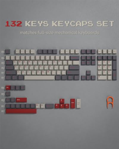 Image of Womier Keycaps, Custom PBT Doubleshot Keycaps 60 65 75 100 Percent, Cherry Profile Retro Keycaps, 61 /64 /68 /84 /87 /100 /104 /108 Gaming Mechanical Keyboard Keycaps, 132 Keys Keycaps Set - Gorpcore Style