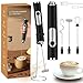 MXCOCO Agitador de Leche 6 en 1 con Base de Soporte, Espumador Eléctrico Recargable con 3 Cabezales de Acero Inoxidable y 3 Velocidades, Batidora de Mano para Espuma de Leche,Capuchino,Huevos,Harina