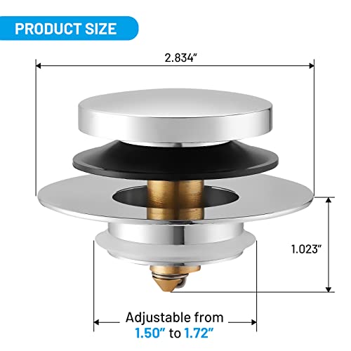 Uxoz Bathtub Stopper Upgraded Tub Stopper Universal Drain Stopper, Replacing Lift And Turn, Tip Toe Or Trip Lever Tub Drains For 1.5"-1.72" Drain Hole #TOP4