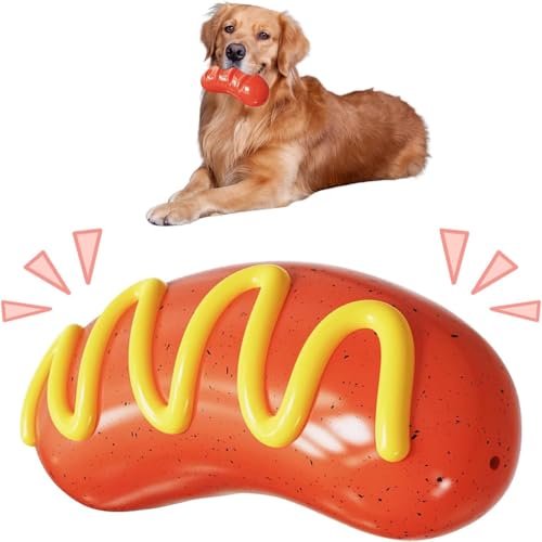 Esshogo Juguete para perros, juguete para perros, mordedor adhesivo, salchicha, juguete para el cuidado dental, juguete para perros chirriantes para cachorros, perros medianos y grandes