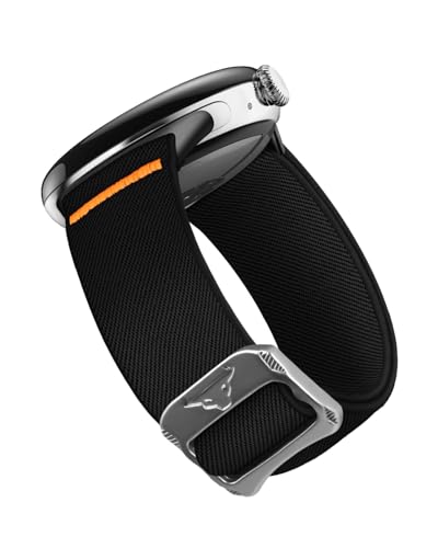 MAKCPOIMER Stretchy Nylon Band for Pixel Watch 3 45mm Upgraded Stainless Steel Connector Soft Elastic Breathable Loop Strap with Bullhead Buckle (Black)
