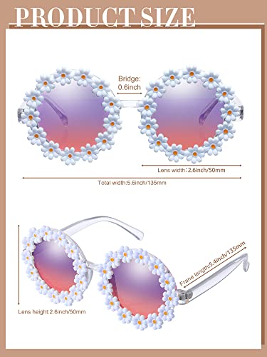 Maitys 8 Pairs Daisy Sunglasses Disco Festival Sunglasses Fun Flower Sunglasses for Women Retro Floral Round Shape Sunglasses2