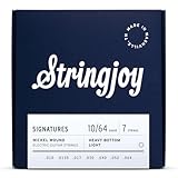 Stringjoy HVY107 7 String Signatures Nickel Electric Guitar Strings, (Heavy Bottom Light Gauge, 10-64)