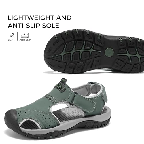Men's Leather Fisherman Sandals Closed Toe Adjustable Strap Outdoor Walking Beach Athletic Casual Summer Shoes3