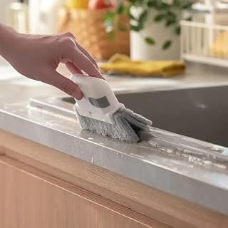 2PCS Crevice Cleaner 2-in-1 Groove Cleaning Tool - Window Frame & Door Track Brush for Home and Kitchen Cleaning - Grey