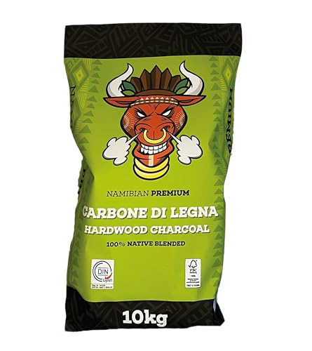 TORO - Carbone NAMIBIAN PREMIUM per Barbecue, Composto da Legni Molto Duri della Namibia, Alto Potere Calorifico, Pezzatura Media, 10 kg