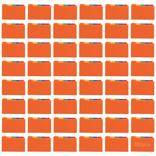 Kronabelle 100 Pcs Index Card Dividers Set, 5 X 3 in Pp Plastic, Waterproof Writable Tabs, Alphabet Number Stickers for Recipe Study and Office