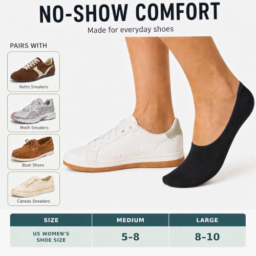 Image of YEJIMONG Cotton No Show Socks for Women, 8 Pairs, Sizes 5-10