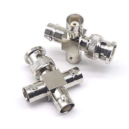 Adaptador BNC de 4 vías con un conector macho y tres hembras para cable coaxial 5