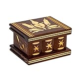 Carved Classic Secret Compartment Wooden Storage Box - 3.2