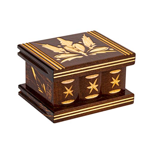 Carved Classic Secret Compartment Wooden Storage Box - 3.2