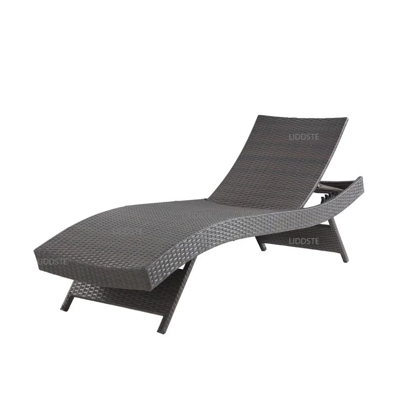 Image of Premium Outdoor Poolside Lounger Set of 2 - Adjustable Backrest Sun Chaise Recliners for Garden, Terrace & Pool Area - Weather-Resistant & Durable - Black