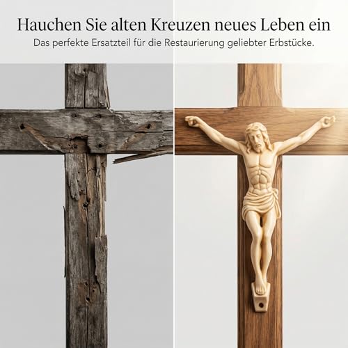Yardwe DIY Figurka Jezusa akcesoria korpusu do krzyża rękodzieło, mała religijna rzeźba krucyfiksu do malowania, części zamienne krzyża ściennego do dekoracji wielkanocnej