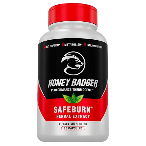 Honey Badger Vegan Keto Natural Performance Thermogenic Green Tea Supplement | Safeburn Lean Muscle Building Herbal Extract | Metabolism Booster Healthier Lean Muscle | 1 Month Supply
