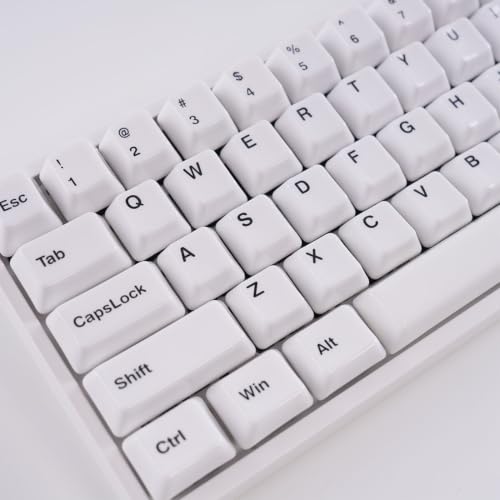Image of Ceramic Keycap Set for 61 /67 /68 ANSI Keyboards 96 Keys (White with Black) | Mechanical Keyboards Alumina Ceramic, Scratch-Resistant, Gloss Finish, TKL Layout, Comfortable Typing