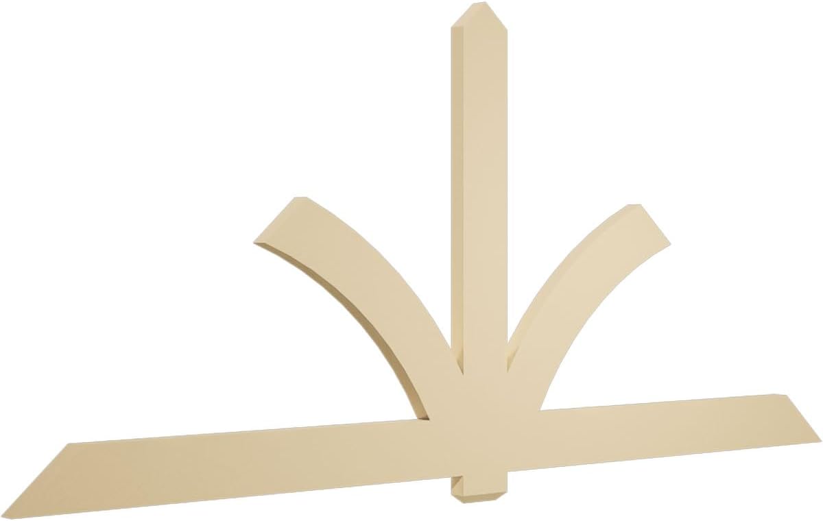 108"W x 49 1/2"H x 2"D x 6"F, 11/12 Pitch, Redmond Signature Urethane Gable Bracket, Primed Tan