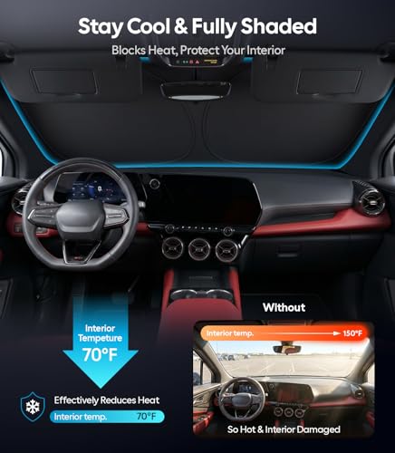 Image of for Chevrolet Blazer Windshield Sunshade [OEM Design, 100% Sun Blockage] Foldable Heat Insulation Sun Shade with Storage Bag, for Chevrolet Blazer (2019-2026), Silver Coating