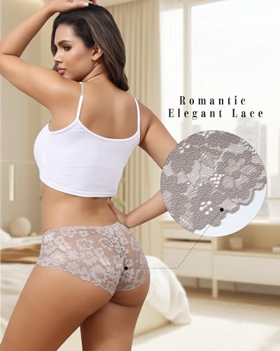 Aijolen Lace Bikini Panties Womens Cheeky Seamless Underwear Ladies No Show Hipster Underpants 6 Pack S-XXL2