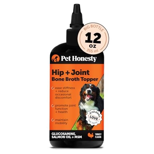 Pet Honesty Dog Joint Supplement with Salmon Oil for Dogs - Ease Stiffness, Reduce Discomfort & Support Joint Mobility Liquid Supplement, Dog Food Topper Bone Broth with Glucosamine for Dogs (12 oz)