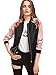 Floerns Women's Casual Short Embroidered Floral Bomber Jacket Black Pink S