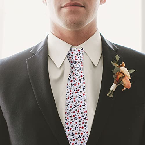 Image of Mantieqingway Men's Skinny Tie, Cotton Floral Ties for Men Wedding Necktie for Groom, Groomsmen, Missions, Dances