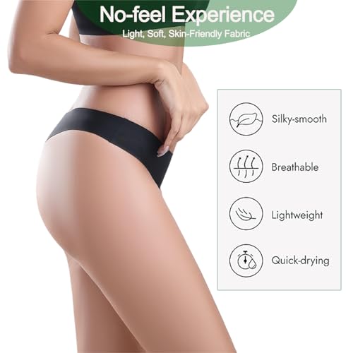 Camel Toe Underwear for Women 3 Pack Anti Wedgie Seamless Thongs | No Show Panties & Moisture-Wicking Workout Thongs3