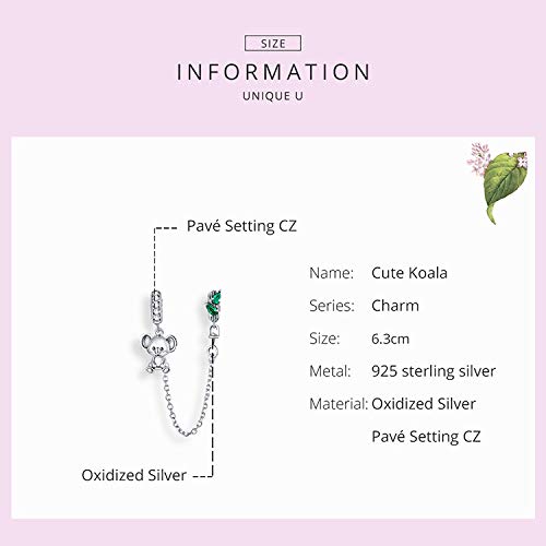 Cadena de seguridad de plata de ley con corazones para pulseras de dijes europeas 6