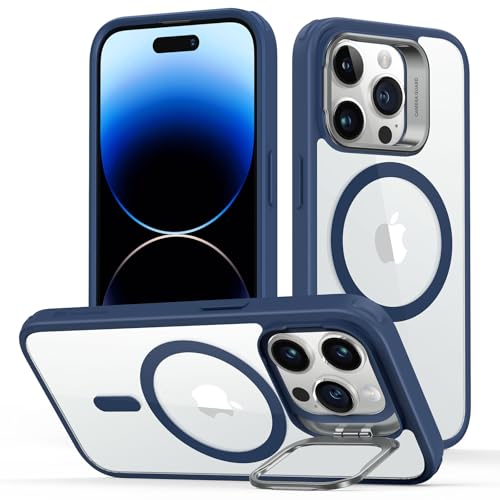 Image of ESR for iPhone 14 Pro Case, Compatible with MagSafe, Built-in Camera Ring Stand, Military-Grade Protection, Magnetic Phone Case for iPhone 14 Pro, Classic Series, Clear Blue