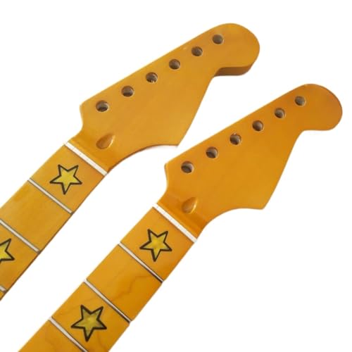 Manche de guitare érable 22 frettes jaune avec repères étoiles de 25.5 pouces en lot de 2 pièces