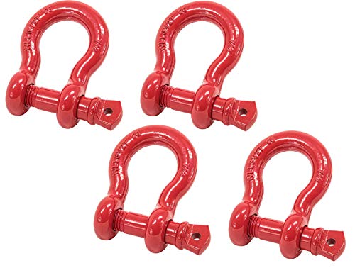 Anchor Shackle 7/8" Forged Carbon Steel w/ Alloy Screw Pin – WLL 6.5 tons (13,000 lbs) – 4 Pack