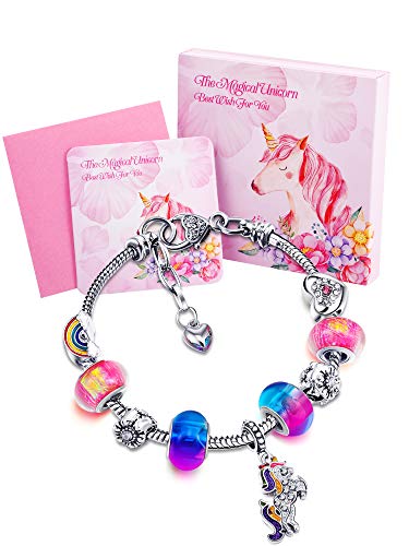 Zhanmai Unicorn Sparkly Crystal Charm Bracelet Bangle with Gift Box Set for Hers Lady2