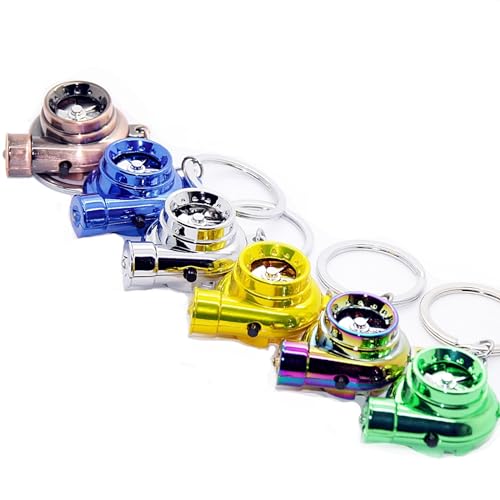 LED-Mafia Elektro Turbo Schlüsselanhänger - Mit Sound & Licht Turbolader Keychain chrom Metall Anhänger Schlüssel (Regenbogen)
