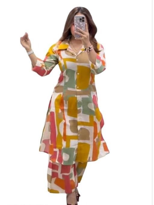 Trendy Abstract Printed Co-ord Set for Women | Casual & Office Wear