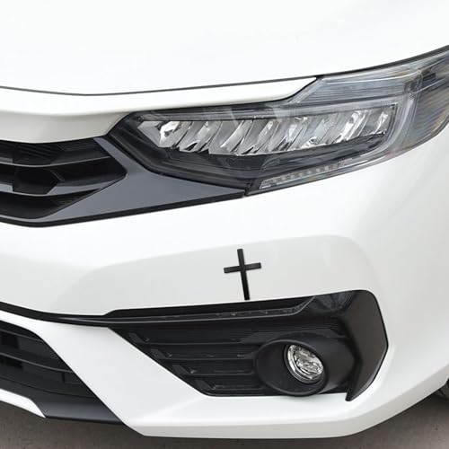 Image of 2PCS Metal Christian Cross Emblem Stickers, 2.5x1.8in 3D Jesus Christ Auto Emblem Badge Decal, Self-Adhesive Styling Cross Decal Decoration for Trunk Tailgate Side Fender (Black+Red)