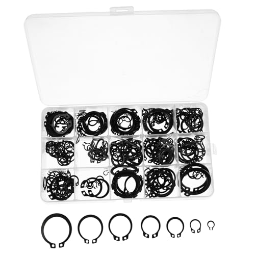 FUNOMOCYA 320Pcs External Retaining Clip Assortment Set Smooth Snap Rings for Securing Bearings Gears and Pulleys Various Applications Organized Transparent Storage Case