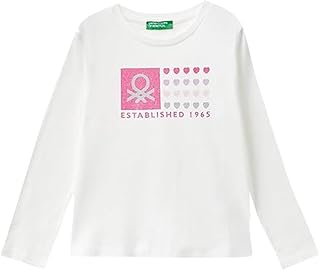United Colors of BenettonÖnü Su Bazlı Logo Baskılı Normal Kesim Uzun Kollu T-Shirt T-Shirt Kız çocuk 