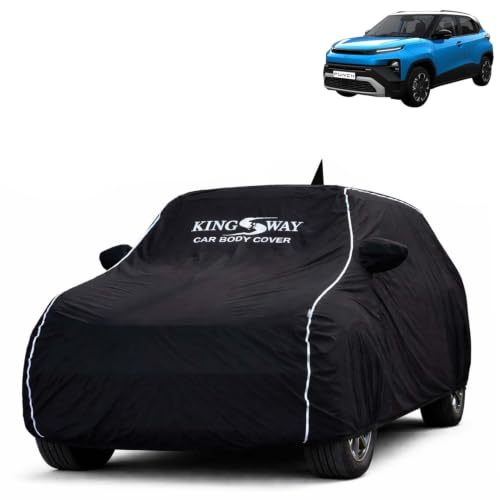 Image of KINGSWAY Super Waterproof Car Cover Only with Tata Punch (Year 2026 Onwards - All Model) | Mirror and Antenna Pockets | All Weather Car Body Cover with Silver Piping | Black