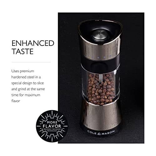 Cole & Mason 6-Inch Horsham Salt & Pepper Mill Gift Set - Inverted Salt And Pepper Grinders - Refillable Seasoning And Spice Tools - Adjustable Salt And Peppercorn Grinder Settings - Chrome #TOP3
