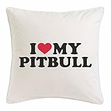 Reifen-Markt Housse de coussin 40 x 40 cm avec inscription « I Love My Pitbull » - Sport canin - Chien de race - Élevage de chien - En microfibre - Blanc
