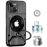 YUZOR iPhone 14 用 ケース アルミ合金 360°回転するリングスタンド 冷却 放熱 スマホケース マグネット搭載 耐衝撃 米軍保護工学・Magsafe対応 アイフォン14 カバー ストラップホールあり 6.1インチ (iPhone14 黒) JSZJ-14-hei