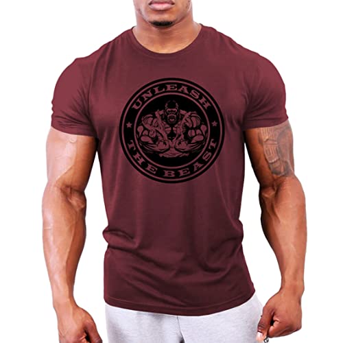 Gymtier T-shirt de musculation pour homme, motif «Unleash The Beast» – Rouge - Les Beatles, Paul McCartney, John Lennon, RIngo Starr, George Harrison Gymtier T-shirt de musculation pour homme, motif «Unleash The Beast» - Rouge – Image 4