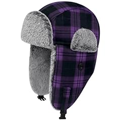 Plaid Black & Purple With Grey Fur