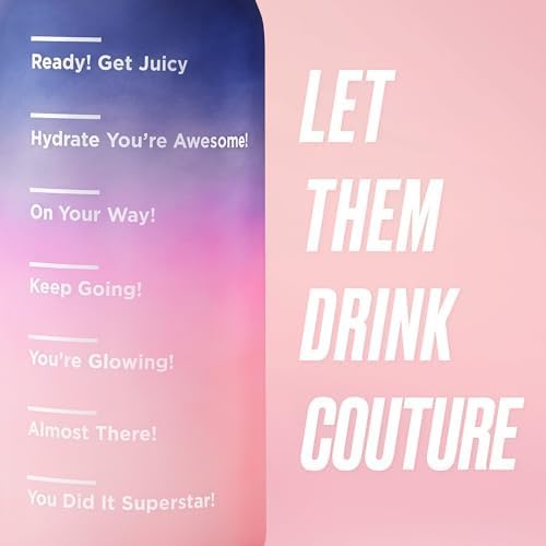Juicy Couture "Motivate" Fashion Water Bottle - 74oz - Stylish Trendy Hydration Bottle in Purple, Hot Pink, Pink - Stay Fashionable and Hydrated On-the-Go! - Image 5